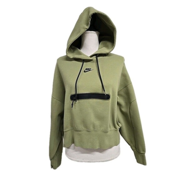 Nike Tech Fleece Over-Oversized Pullover Hoodie Sweatshirt Green Women’s Size S - Picture 1 of 9